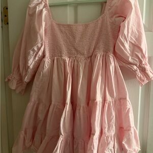 MARBLE Pink baby doll Textured Dress